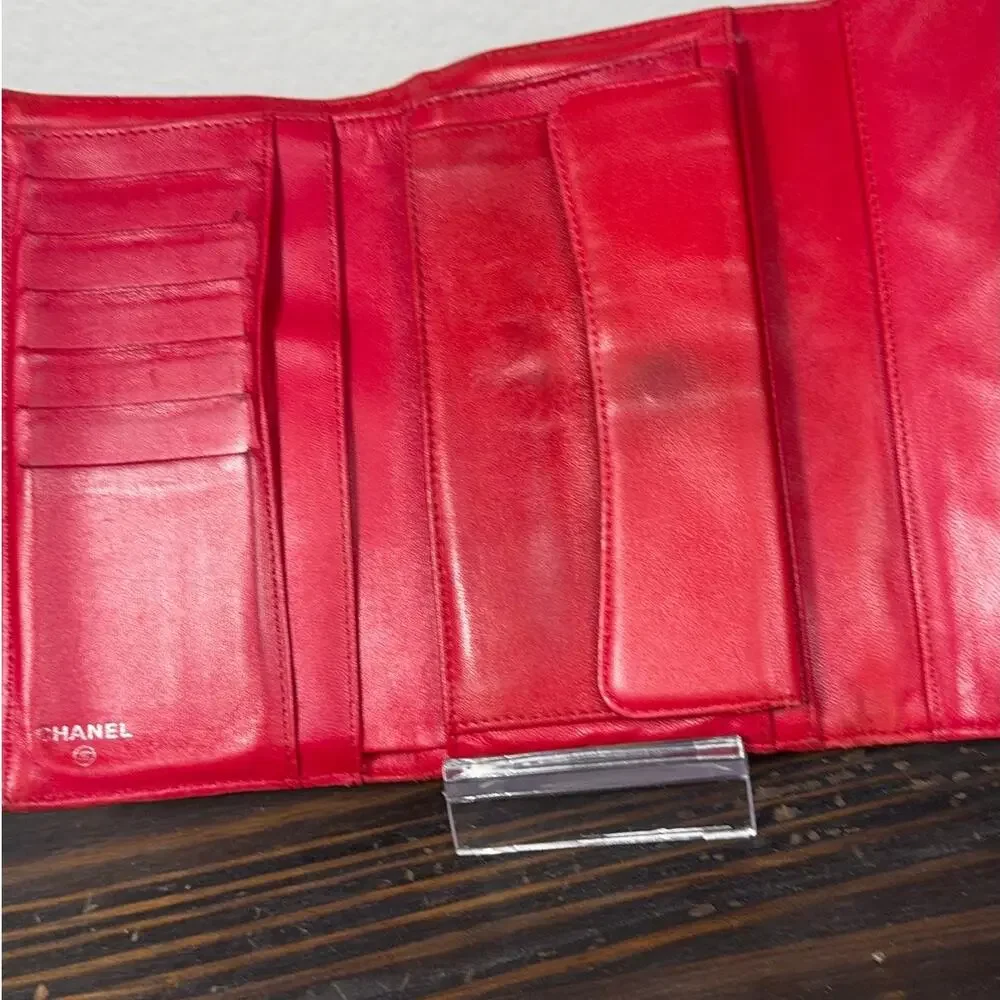 Chanel Quilted Caviar Lambskin Leather‎ Trifold Long Wallet